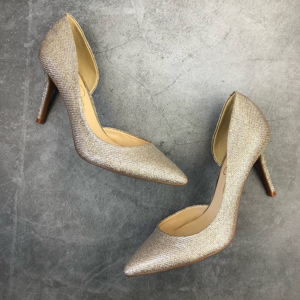 D’Orsay Glitter Champagne Stilettos - Size 8.5